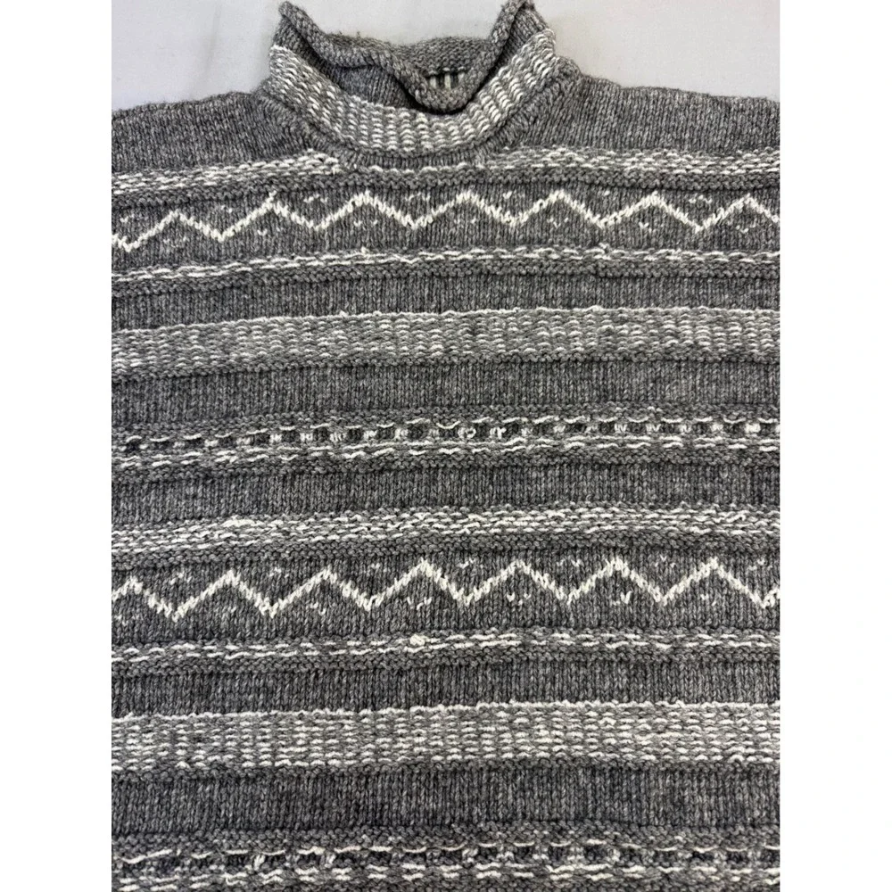 Vintage J Crew Gray White Fair Isle Knit Turtleneck Sweater Size‎ Medium women